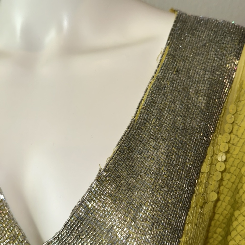 CAMILLA yellow sequin beaded short kimono kaftan runway dress OS *READ* - Picture 6 of 13